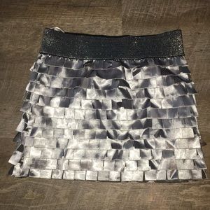 U-Style Metallic and Silver Mini Skirt